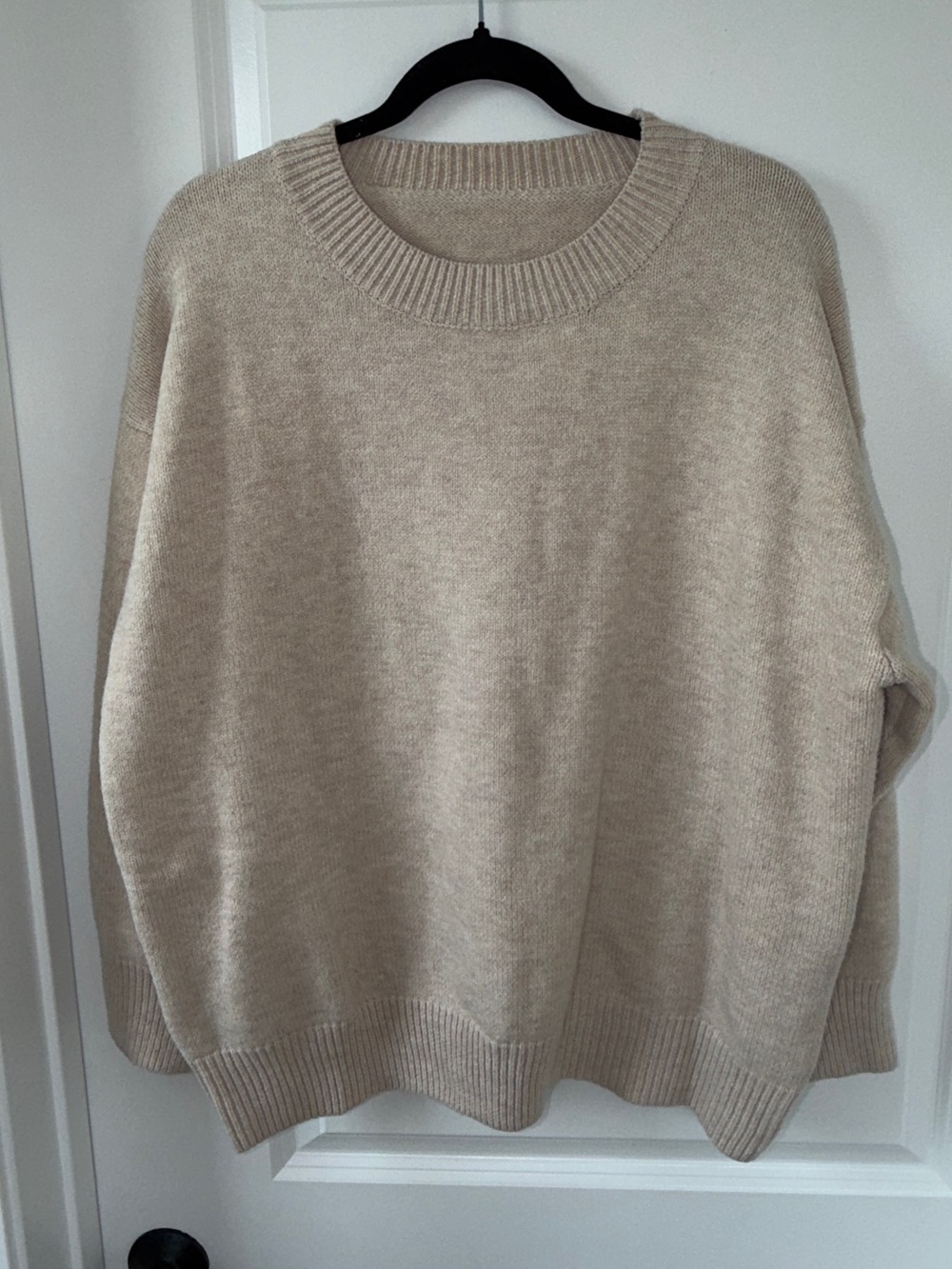 Morrie Moon Beige Oversized Drop Shoulder Knit Sweater XXL